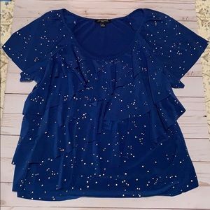 Beautiful Navy blue top short sleeve with layers.